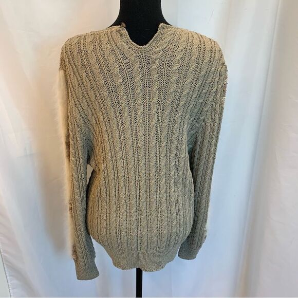 LARA Ferrante Vintage rabbit fur taupe cream multi textured long sleeve sweater - Picture 4 of 9